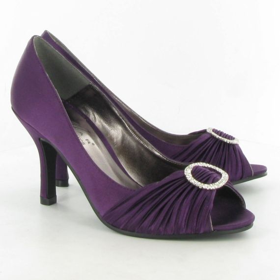 LUNAR FLV132 Diamante Peep Toe Heels in Purple