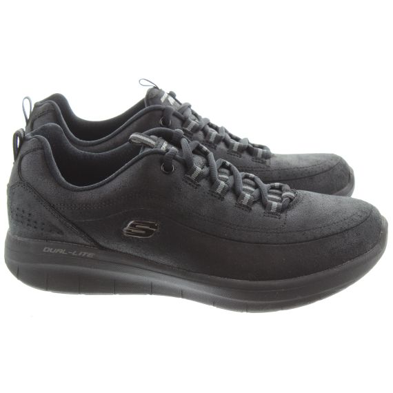 SKECHERS Ladies 12934 Lace Trainers In All Black