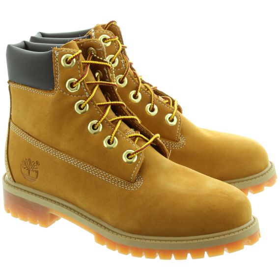 TIMBERLAND Kids Authentic 6 Inch Lace Boots In Wheat