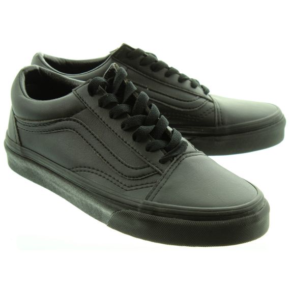 all black vans leather