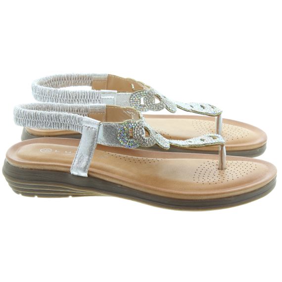 LUNAR Ladies JLH045 Edwina Glitter Sandals In Silver
