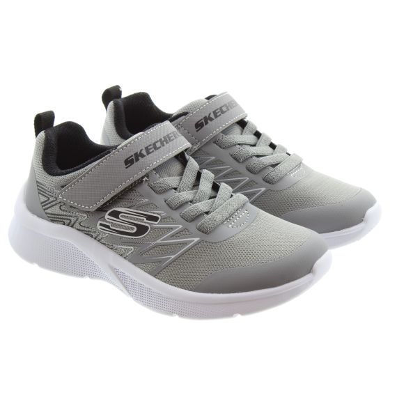 SKECHERS Kids 403770L Microspec Machine Washable Trainers In Grey Black