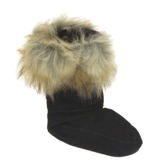 HUNTER Kids Faux Fur Cuff Boot Sock In Tawn