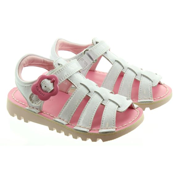 KICKERS Kids Kick Fleur Sandals In White Patent