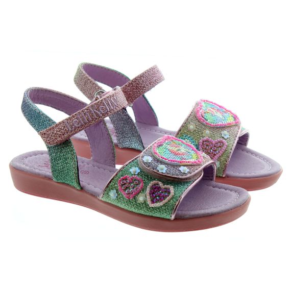 LELLI KELLY Kids LK7404 Unicorn Gem Sandals In Multi Rainbow Glitter