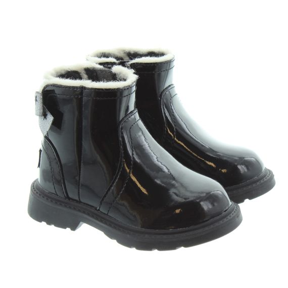 UGG Kids Lynde Bow Boots In Black Patent