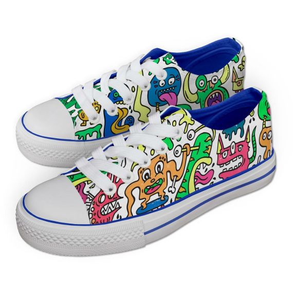 JEX Kids Monster Meeting Colour In Trainers In White