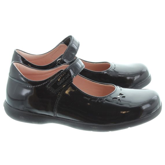 GEOX Kids Naimara Velcro Bar in Black Patent