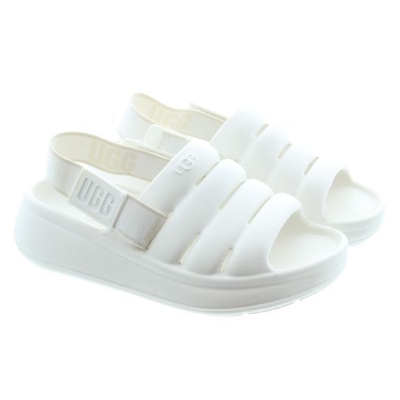 UGG Kids Sport Yeah Slider Sandals In Bright White