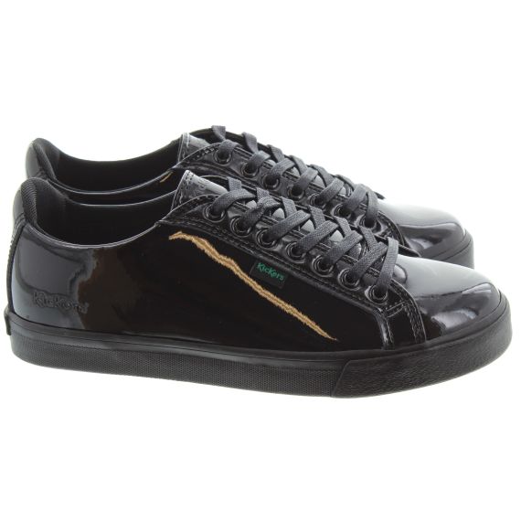 KICKERS Kids Tovni Lacer Shoes In Black Patent