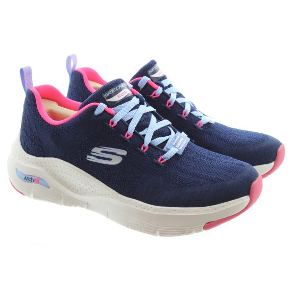 SKECHERS Ladies 149414 Arch Fit Trainers In Navy Hot Pink