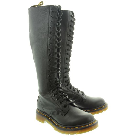 DR MARTENS Ladies 1B60 20 Eyelet Knee Boots In Black