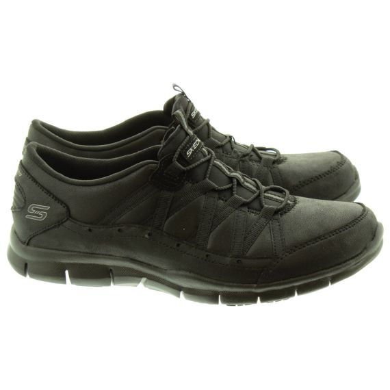 SKECHERS Ladies 23356 Elastic Shoes In Black