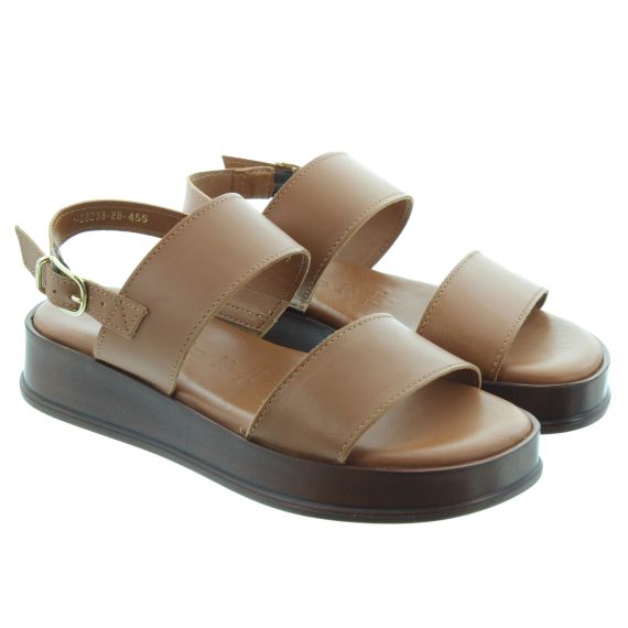 TAMARIS Ladies 28238 Flat Sandals In Tan