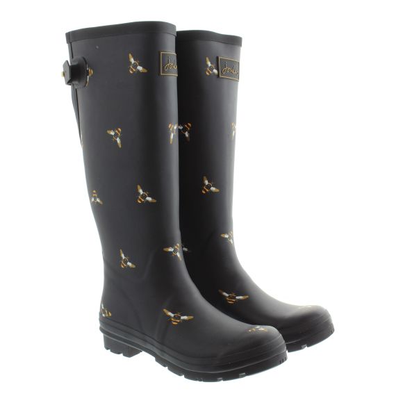 JOULES Ladies Bee Printed Adjustable Tall Wellies In Navy