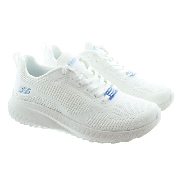 SKECHERS Ladies Bobs Squad Chaos Machine Washable Trainers In Off White
