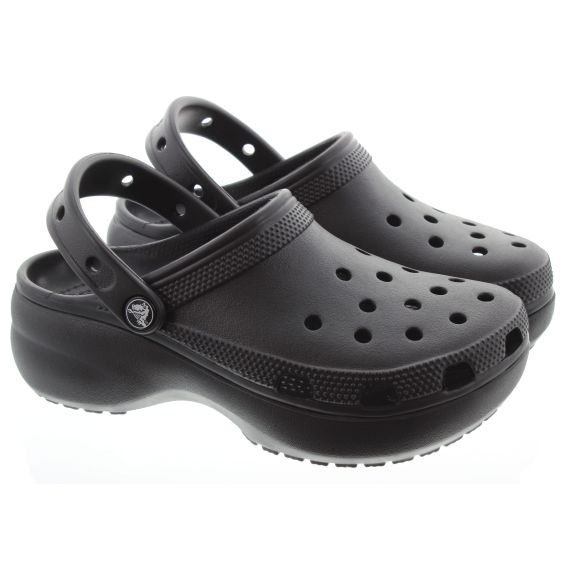 CROCS Ladies Classic Platform Clogs In Black