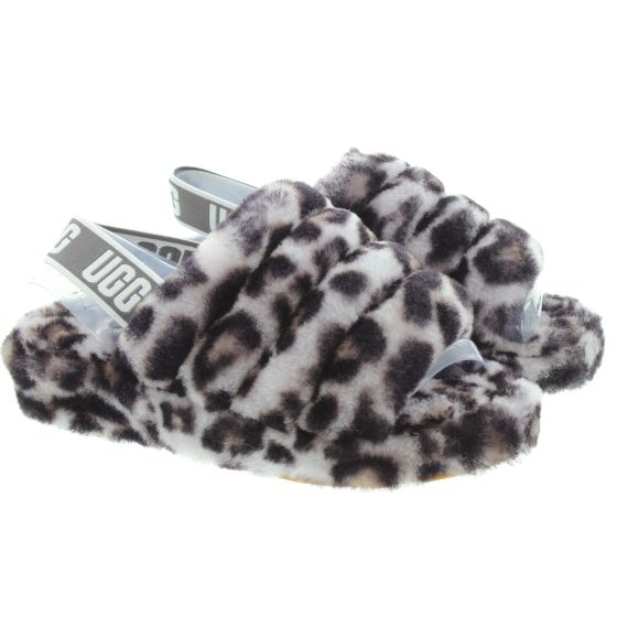 UGG Ladies Fluff Yeah Panther Slides In Grey