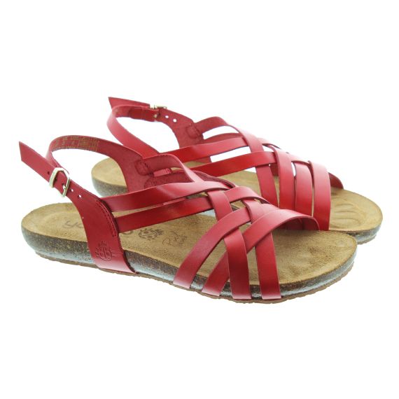 YOKONO Ladies Ibiza 186 Strappy Sandals In Red