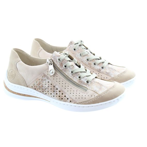 RIEKER Ladies M35G6 Zip Shoes In Nude