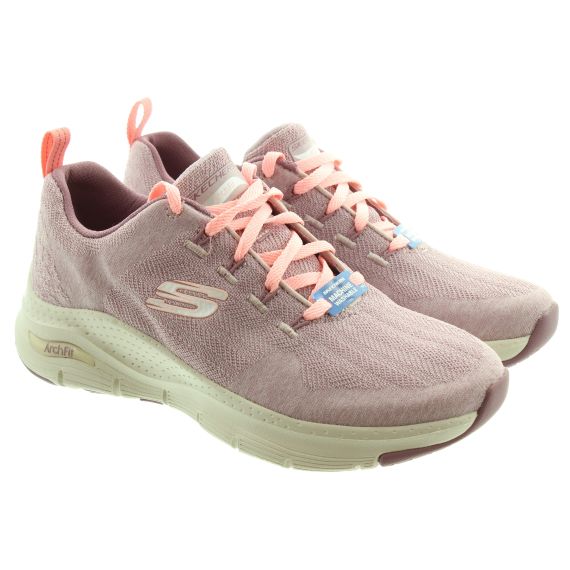 SKECHERS Ladies Machine Washable 149414 Arch Fit Trainers In Mauve