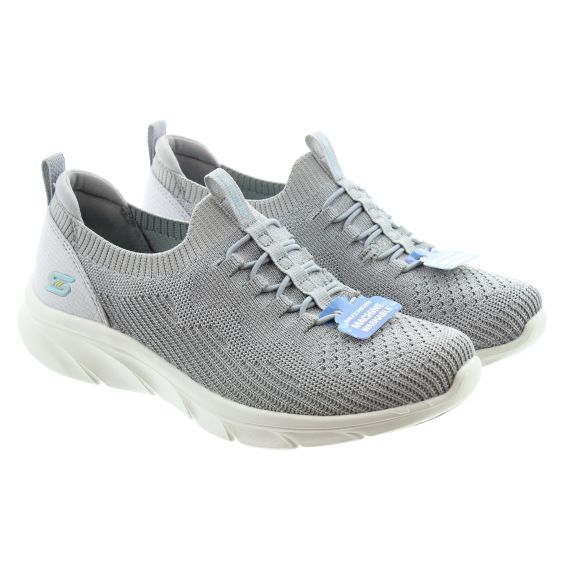 SKECHERS Ladies Machine Washable Vegan D'lux Comfort Slip On Shoes In Grey