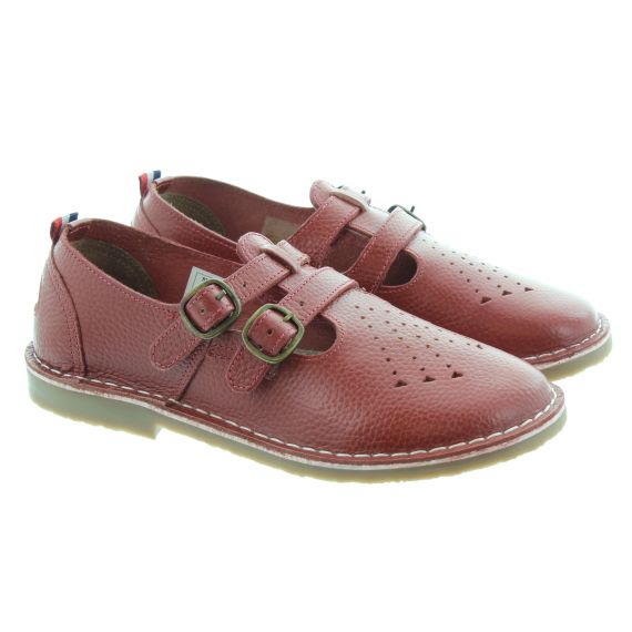 POD Ladies Marley Heritage T-Bar Shoes In Dark Red