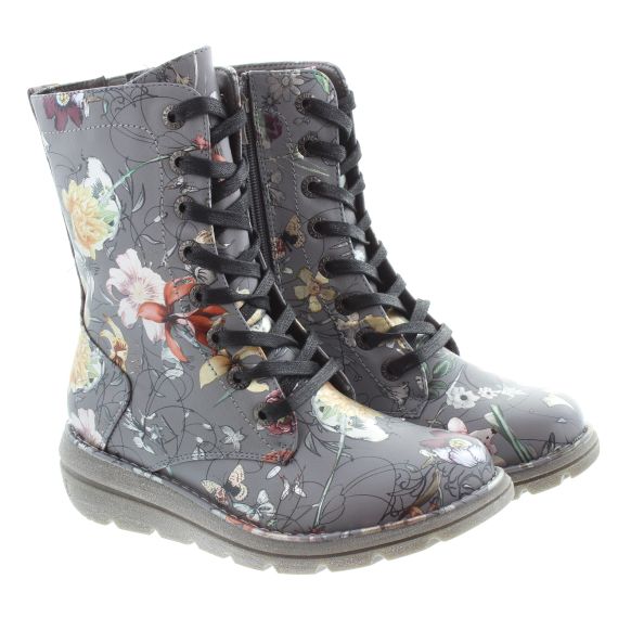 HEAVENLY FEET Ladies Martina Lace Calf Boots In Grey Multi