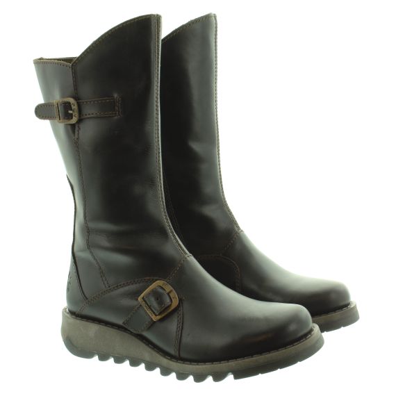 FLY Ladies Mes 2 Calf Boots In Dark Brown