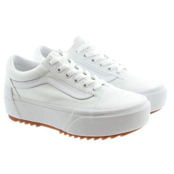 VANS Ladies Old Skool Stacked Trainers In White