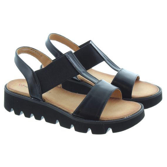 HEAVENLY FEET Ladies Ritz Flat Sandal in Black