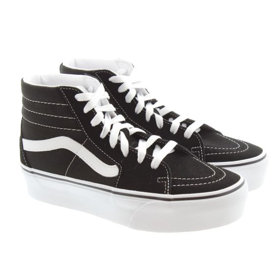 VANS Ladies SK8-Hi Platform Trainers In Black White