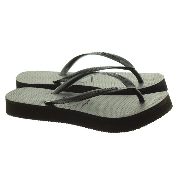 HAVAIANAS LADIES SLIM FLATFORM SANDALS IN BLACK