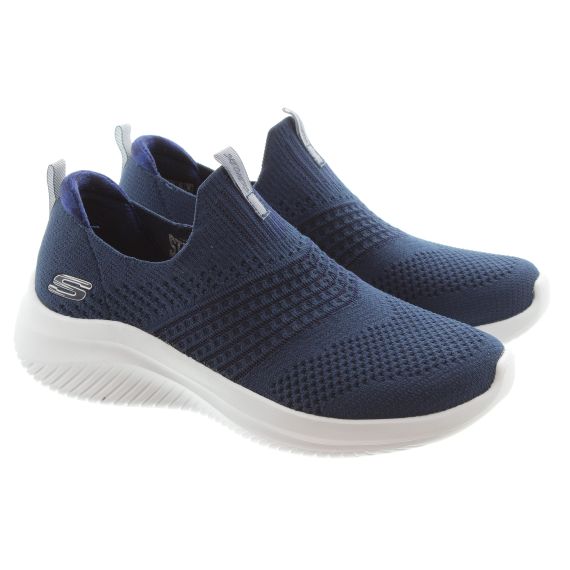 SKECHERS Ladies Ultra Flex Classy Charm Machine Washable Shoes In Navy
