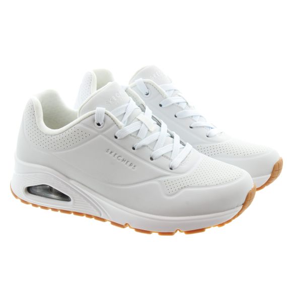 SKECHERS Ladies Uno Lace Trainers In White
