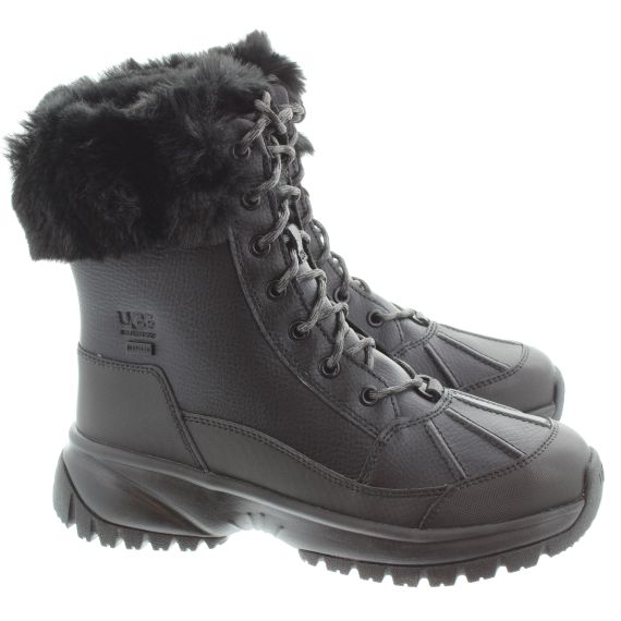 UGG Ladies Yose Fluff Ankle Boot in Black