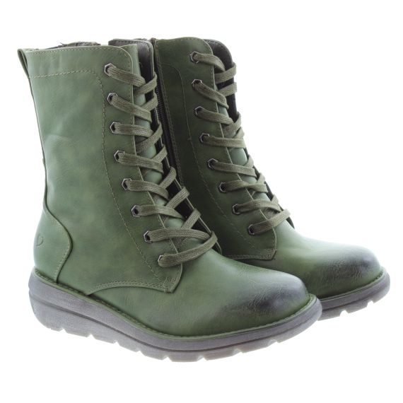 HEAVENLY FEET Ladies Martina Lace Calf Boots In Green
