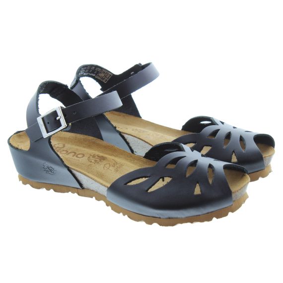 YOKONO Ladies Monaco 003 Flat Sandals In Black