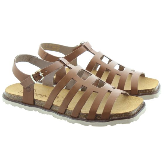 YOKONO Ladies Rodas 104 Flat Sandals In Brown