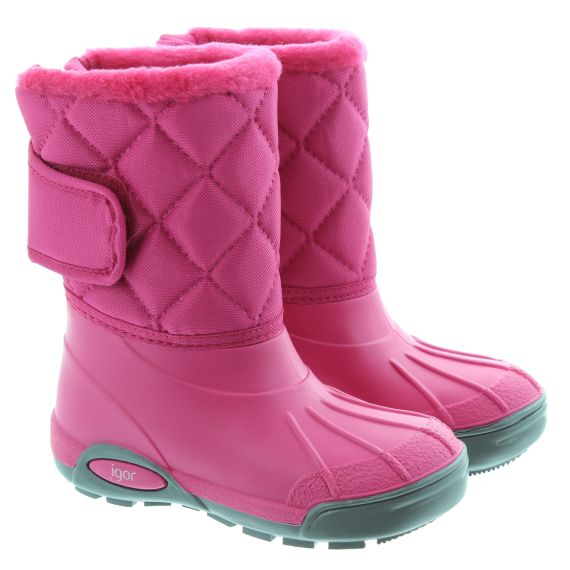 IGOR Kids Topo Ski Nylon Snowboots in Pink