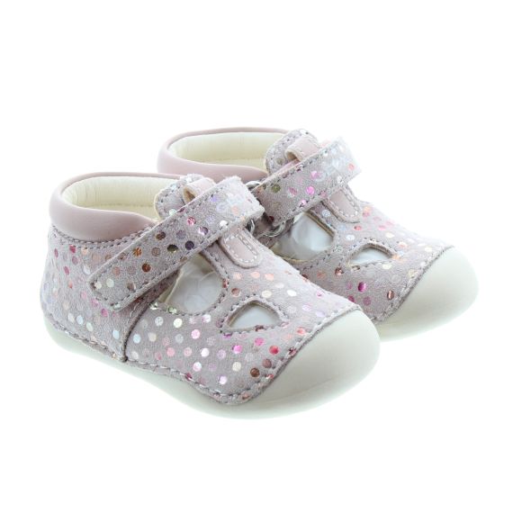 GEOX Tutim T Bar Baby Shoes In Rose Pink