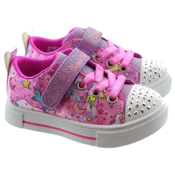 SKECHERS Kids 314803N Unicorn Dream Twinkle Light Up Trainers In Pink Multi 