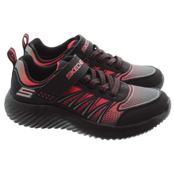 SKECHERS Kids 403737L Bounder Velcro Trainers In Black/ Red