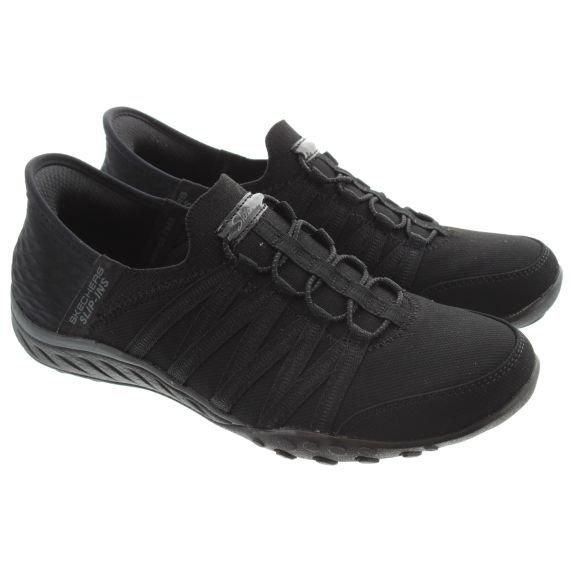 SKECHERS Ladies 100593 Slip Ins Breathe Easy Shoes In Black 