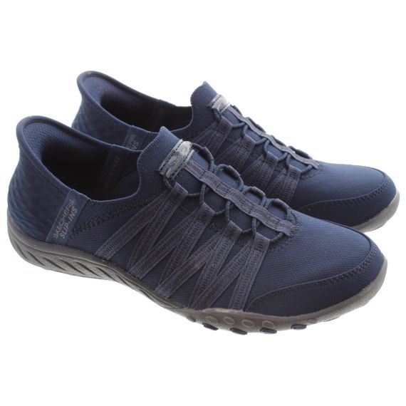 SKECHERS Ladies 100593 Slip Ins Breathe Easy Shoes In Navy