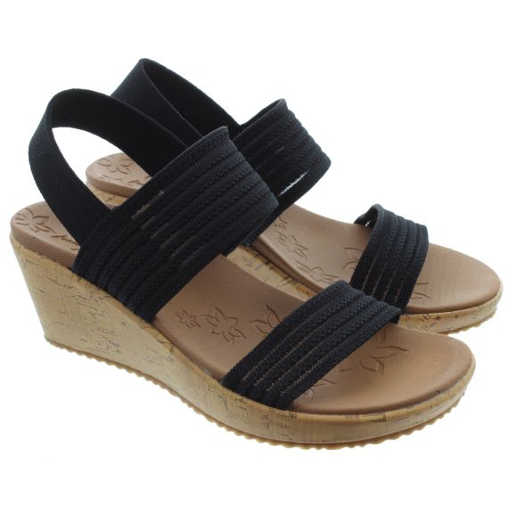 SKECHERS Ladies 119571 Beverlee Wedge Sandals In Black 