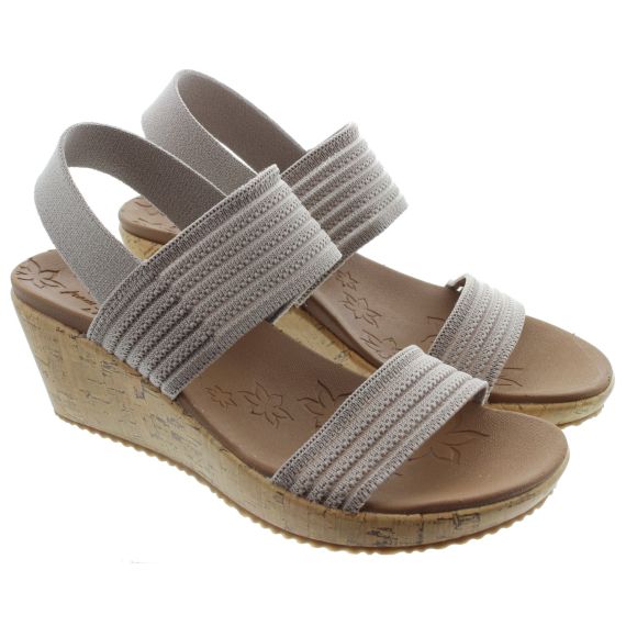 SKECHERS Ladies 119571 Beverlee Wedge Sandals In Taupe