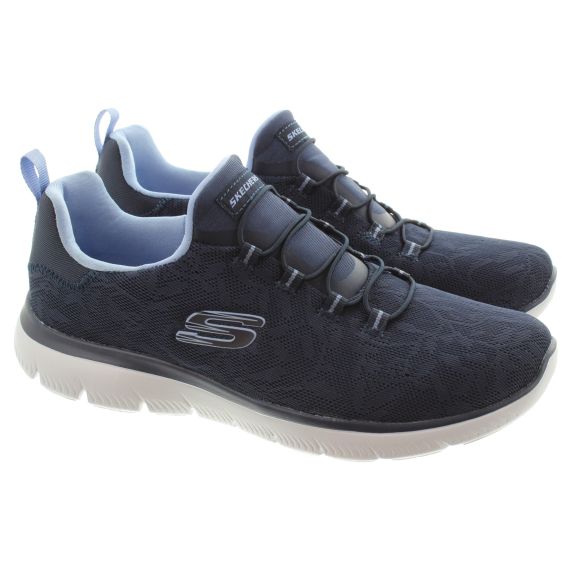 SKECHERS Ladies Machine Washable 149936 Summits Slip Ons In Navy Blue