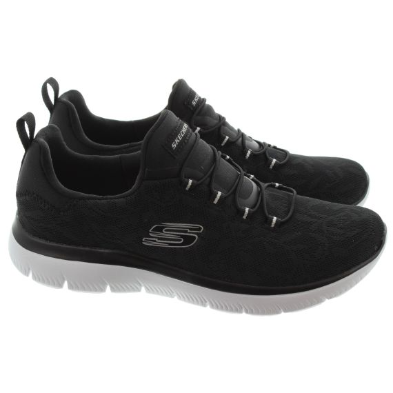 SKECHERS Ladies Machine Washable 149936 Summits Slip Ons In Black 