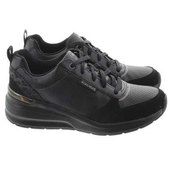 SKECHERS Ladies Billion Wedge Trainers In All Black 
